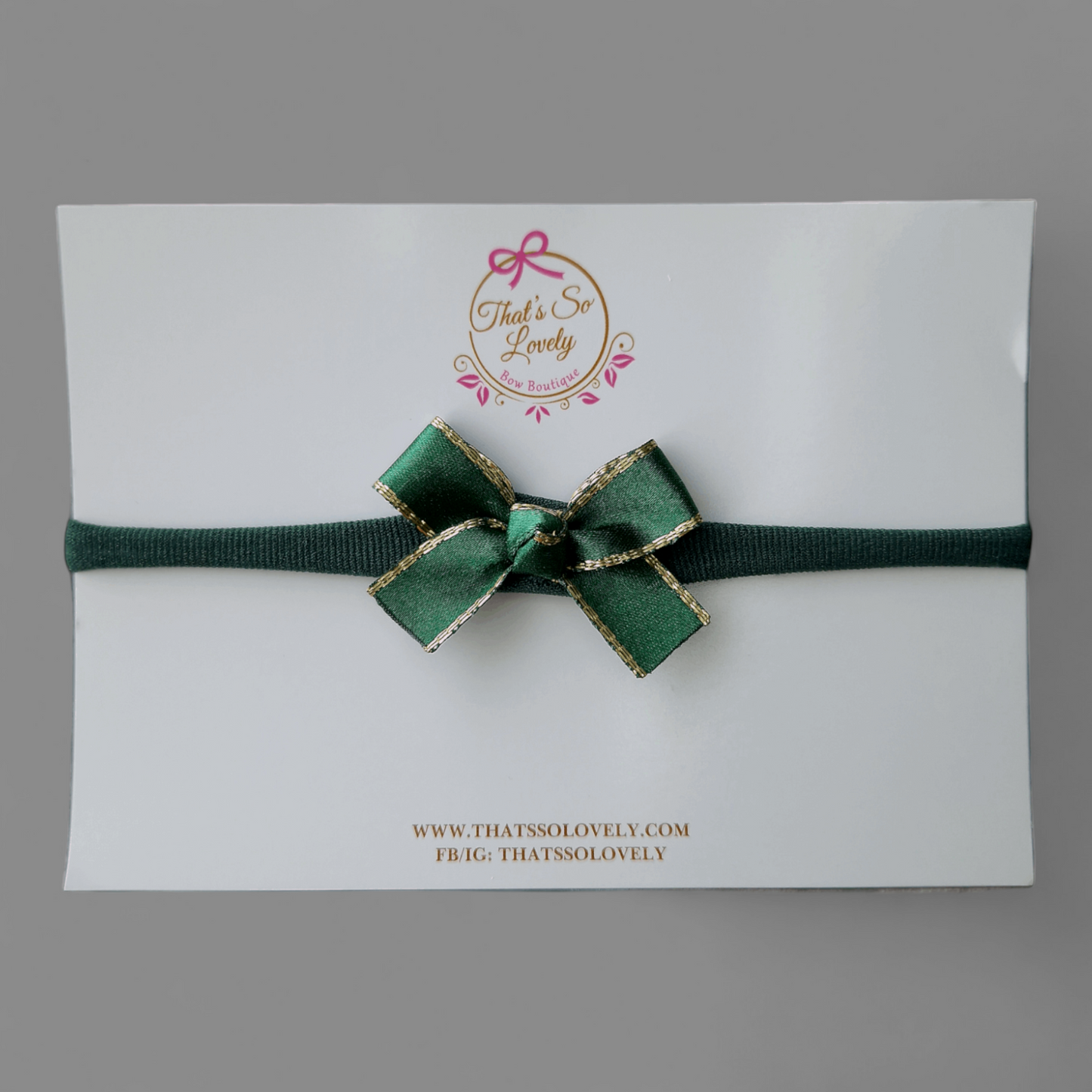 Stirnband mit Satinschleife in Grün und Gold