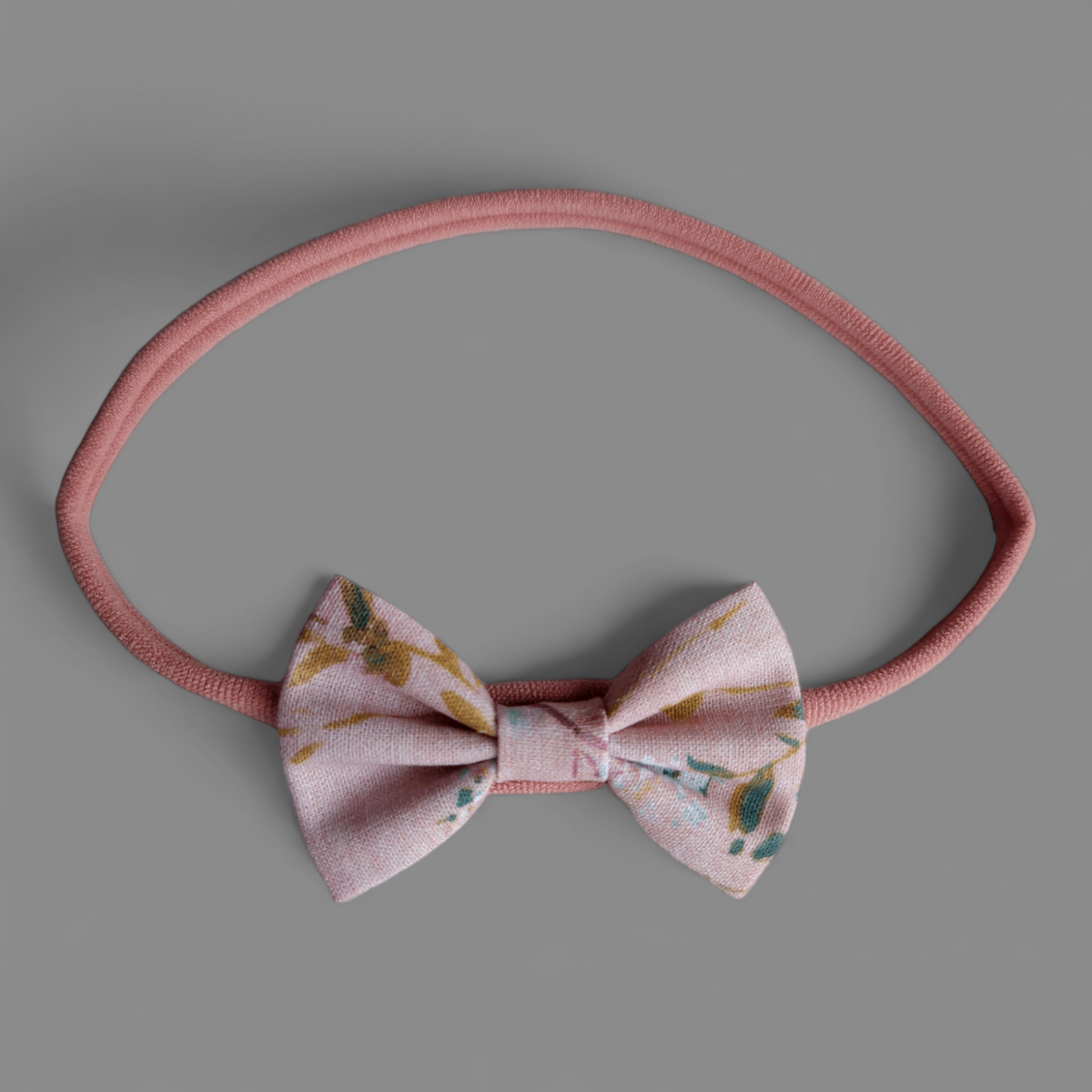 Light Pink Floral Cotton Bow Headband