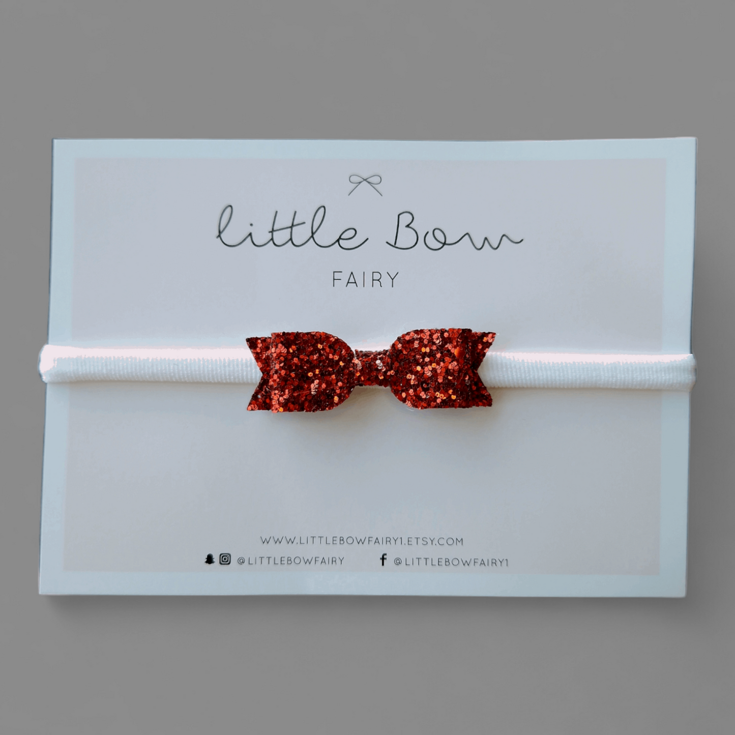 Red Glitter Bow Headband - Mini