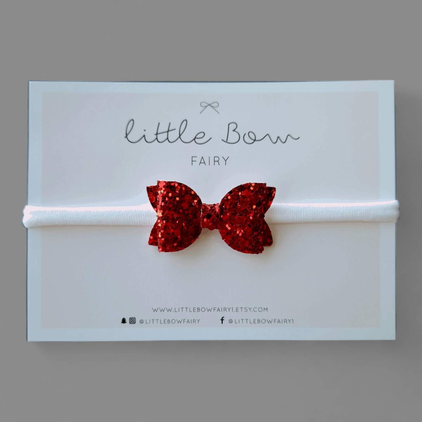 Red Glitter Bow Headband