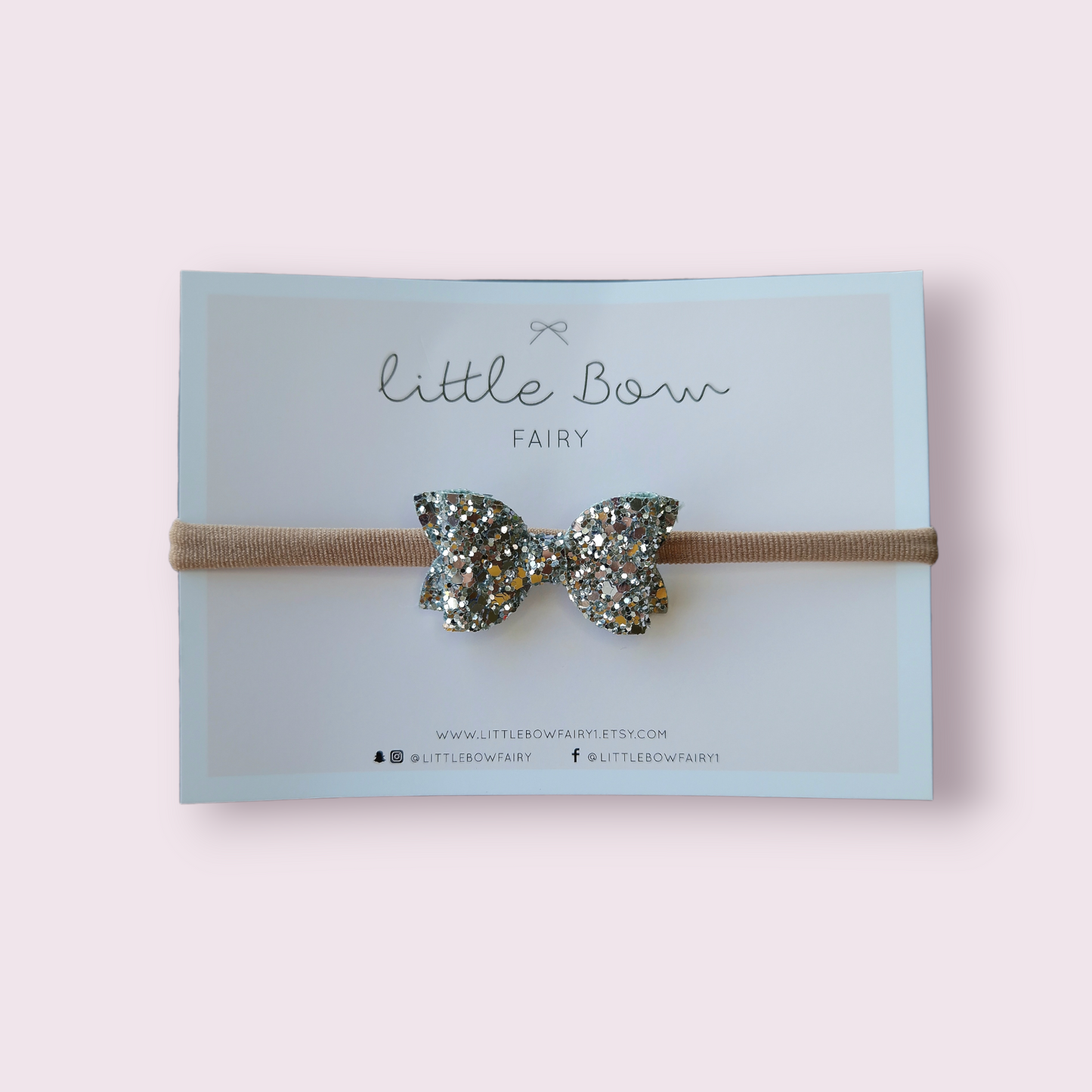 Silver Glitter Bow Headband