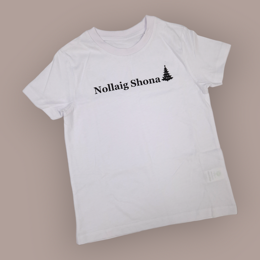 Christmas T-Shirt - 7-8 Years - Nollaig Shona - White