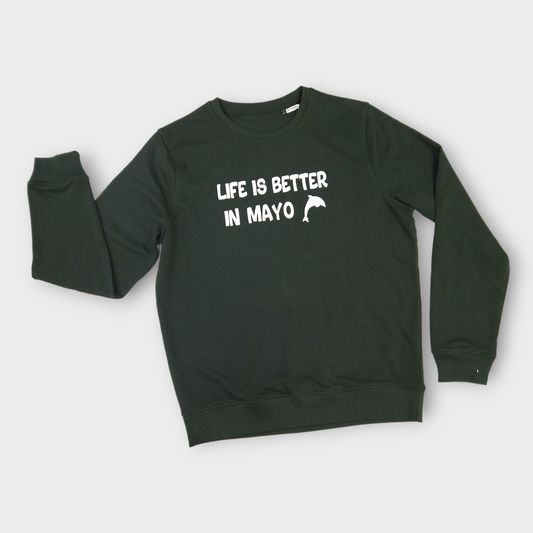 Sweatshirt - Adult L - Life is better in Mayo (Dolphin) - Green