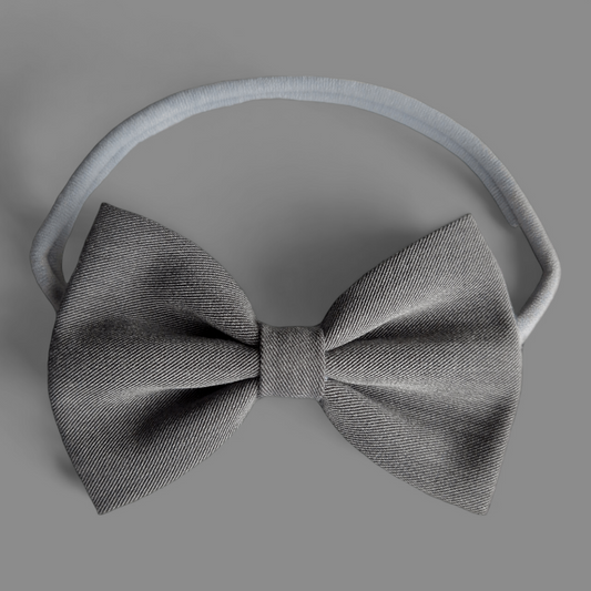 Grey Cotton Bow Headband
