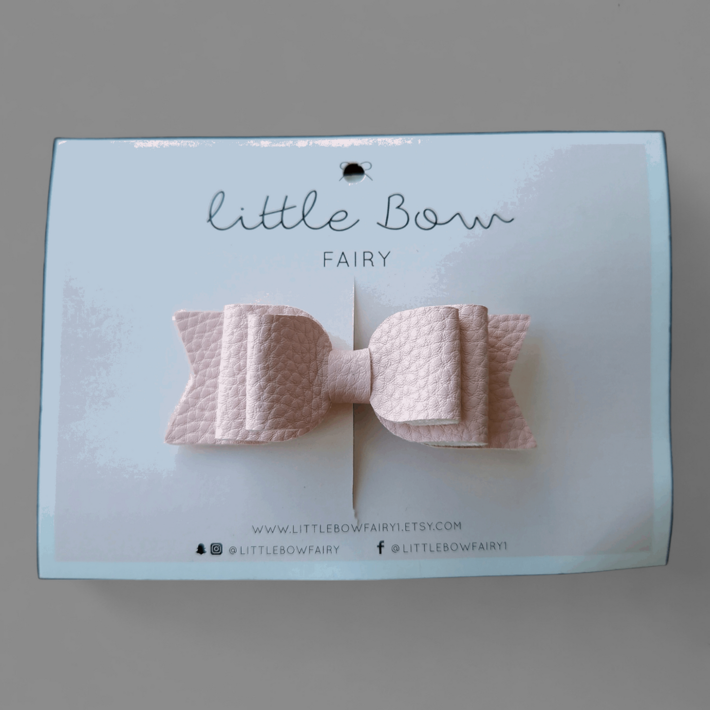 Pink Leatherette Double Bow Clip - Large