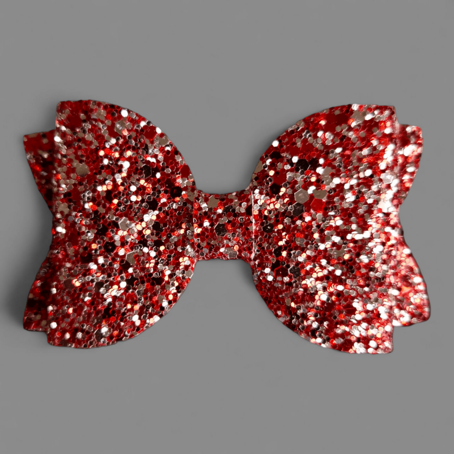 Red & Silver Glitter Bow Clip - Large