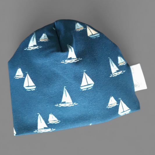 Beanie Hat - Newborn - Sailboats