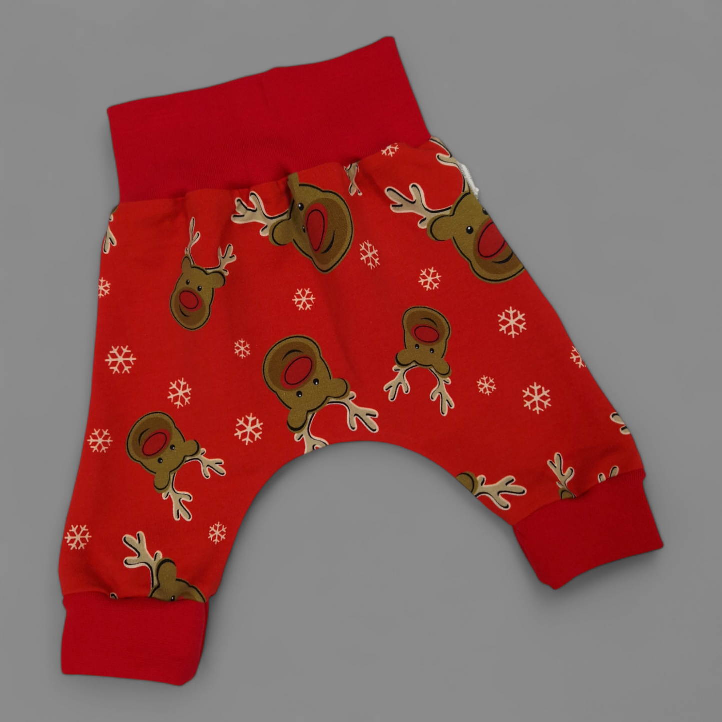 Christmas Harem Pants - 3-6 Months - Reindeers on Red