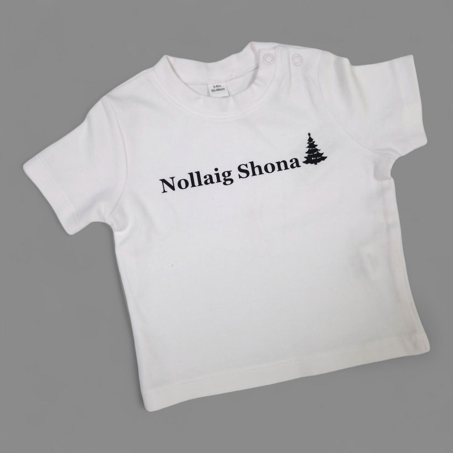 Christmas T-Shirt - 3-6 Months - Nollaig Shona - White