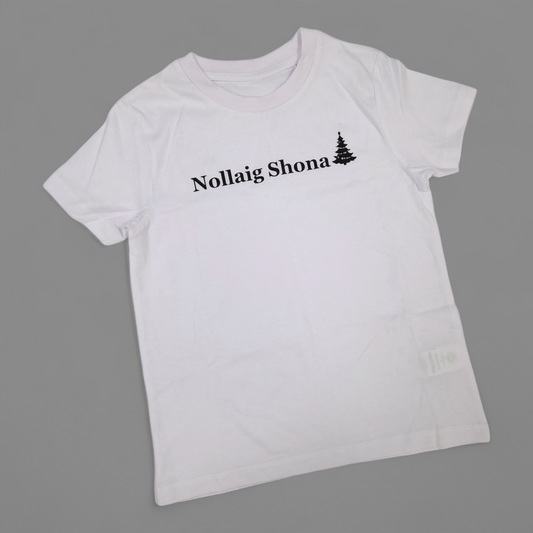 T-shirt de Noël - 5-6 ans - Nollaig Shona - Blanc