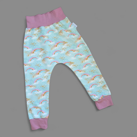 Pantalon sarouel - 5-6 ans - Poignets roses arc-en-ciel