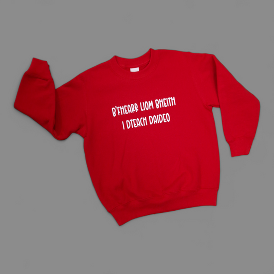 Sweatshirt - 5-6 Years - B'Fhearr liom bheith i dTeach Daideo - Red