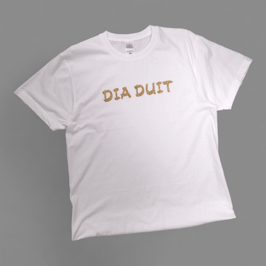 T-Shirt - Adult M - Dia Duit - White/Gold