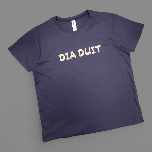 T-Shirt - Adult L - Dia Duit - Navy/Gold