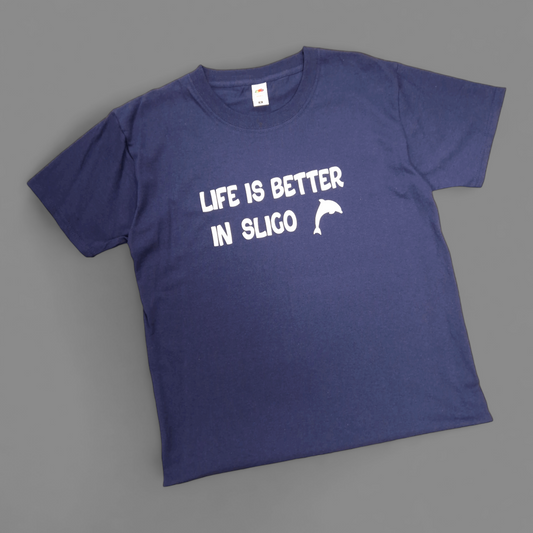 T-Shirt - Adult M - Life is Better in Sligo (Dolphin) - Navy