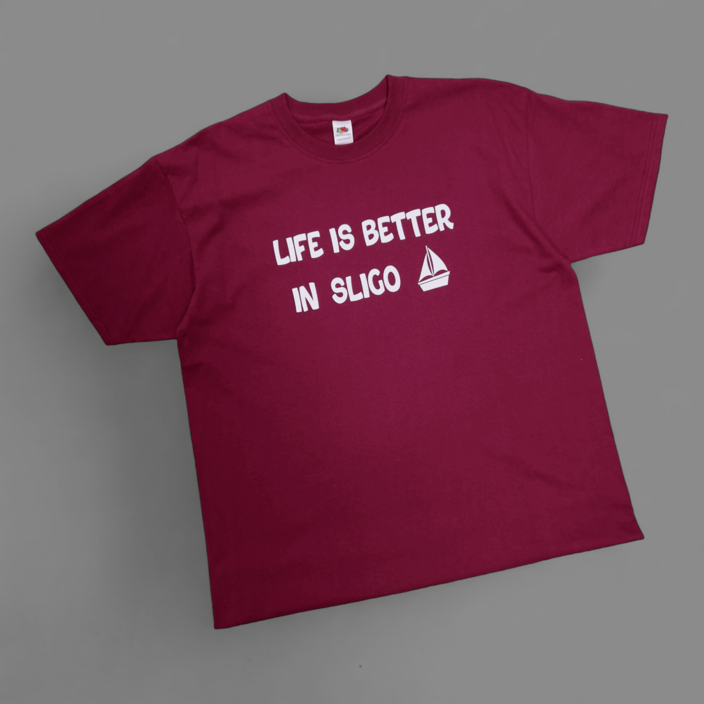 T-Shirt - Adult L - Life is Better in Sligo (Sailboat) - Burgundy