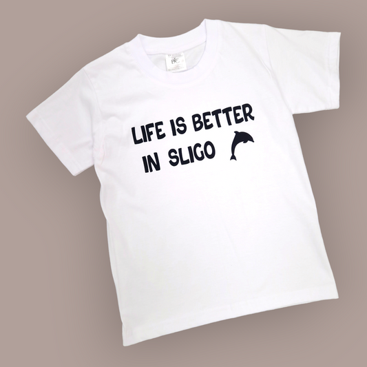 T-Shirt - 5-6 Years - Life is Better in Sligo (Dolphin)