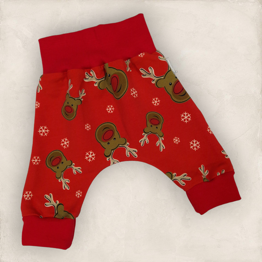 Christmas Harem Pants - 3-6 Months - Reindeers on Red