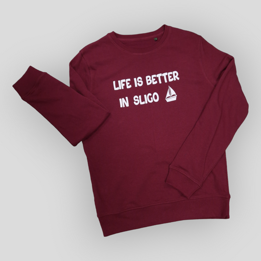 Sweatshirt - Adult M - Life is better in Sligo (Sailboat) - Burgundy